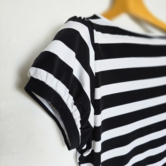 Worthington Petite Black and White Striped Women's Top size PL - Picture 4 of 7